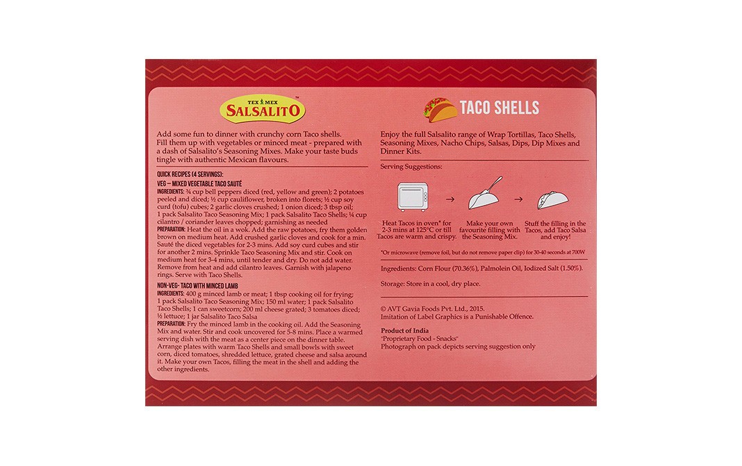 Salsalito Taco Shells    Box  150 grams